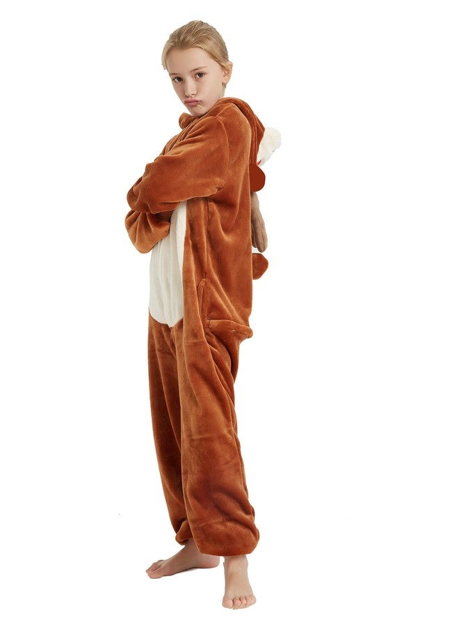 CASABACO Kid Reindeer Onesie Pajamas Deer Halloween Costume Boy Girl Animal Onepiece (Brown, 8-9Years) - Image 4